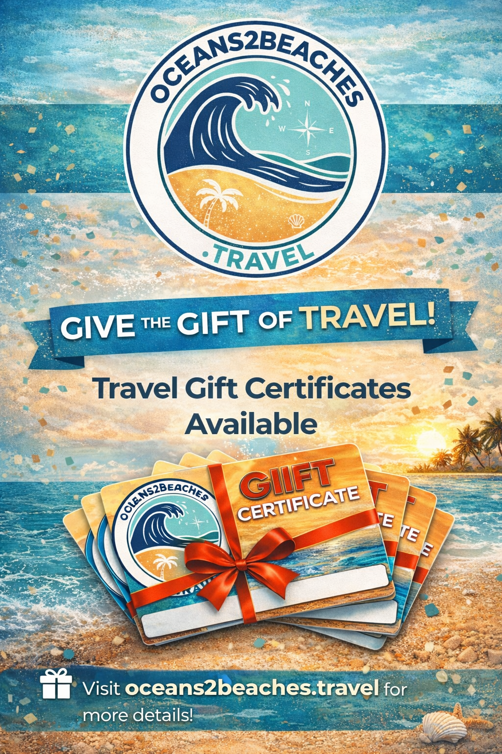 Oceans2Beaches travel gift certificates